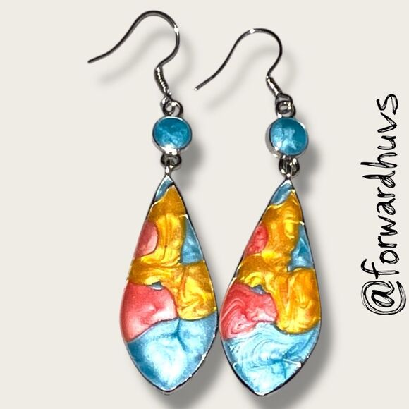 Bundle Sale 3 for $15 | Handcrafted Enamel Earrings – Colorful Abstract Design - Picture 1 of 6